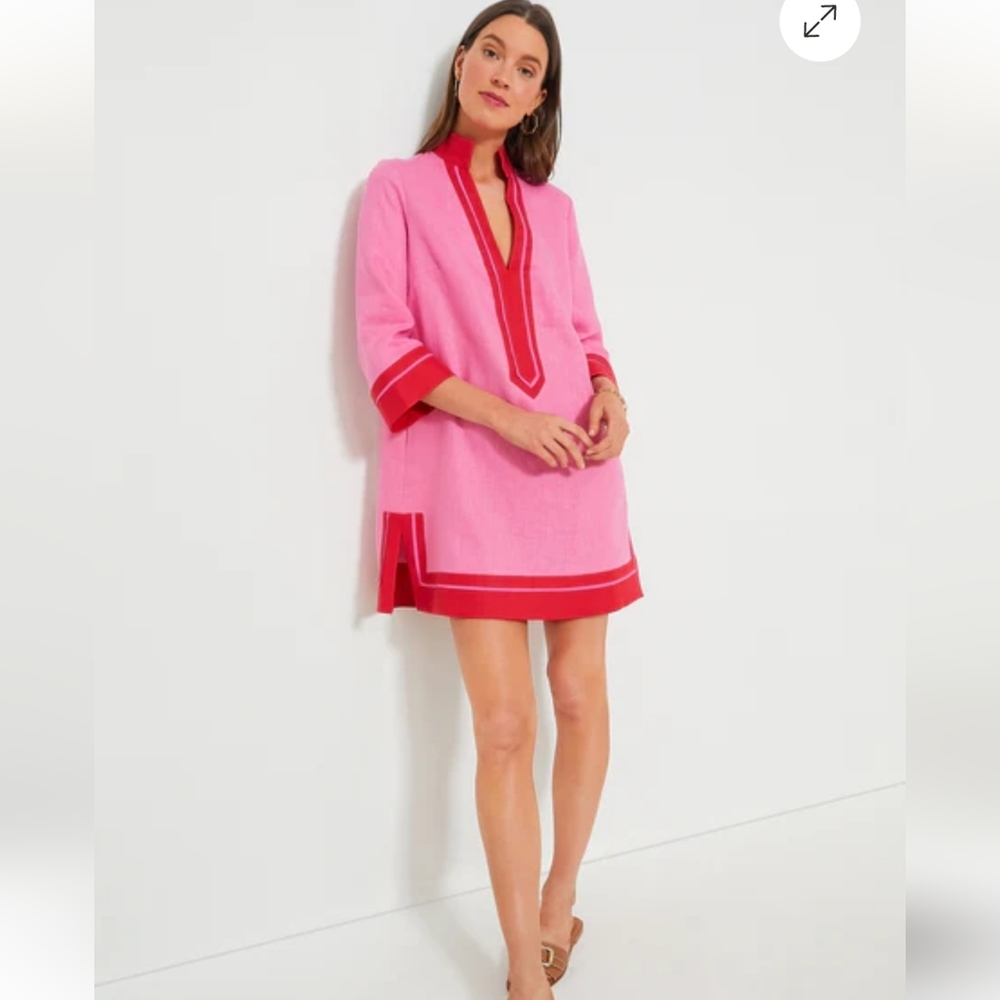 Tuckernuck Pink and Poppy Red Collins Caftan NWT